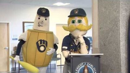 Milwaukee Brewers Community Foundation art unveiling at Milwaukee VA Medical Center — YouTube video thumbnail