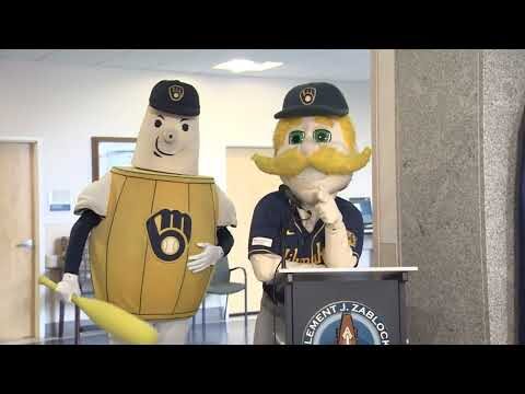 Milwaukee Brewers Community Foundation art unveiling at Milwaukee VA Medical Center — YouTube video thumbnail